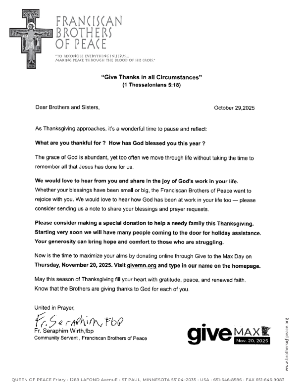 2025 Thanksgiving Letter