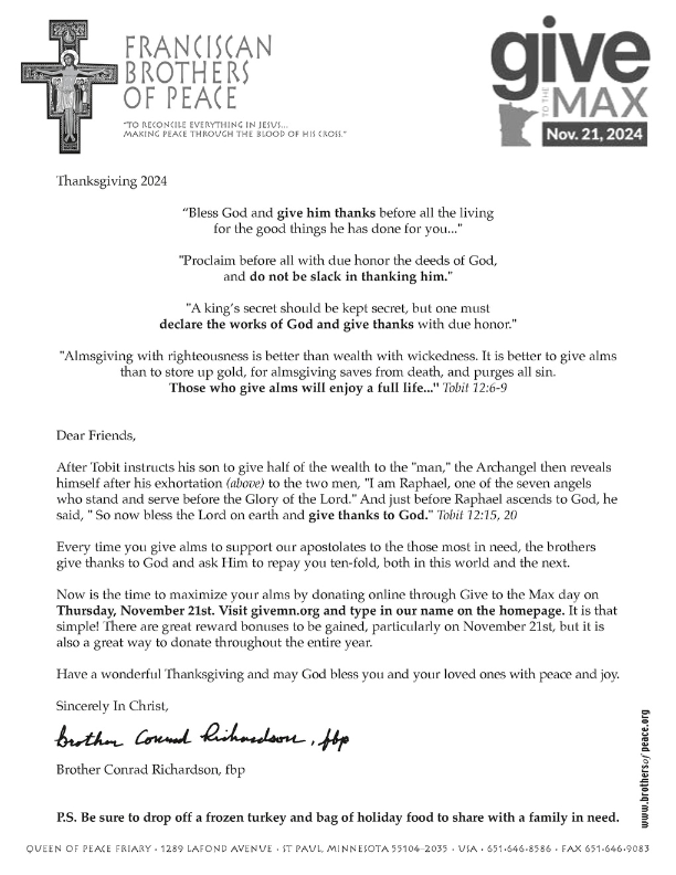 Oct 2024 Letter thanksgiving